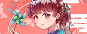 Preview wallpaper girl, kimono, smile, cute, anime, art