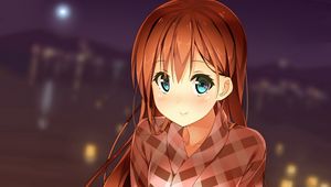 Preview wallpaper girl, kimono, smile, lanterns, anime