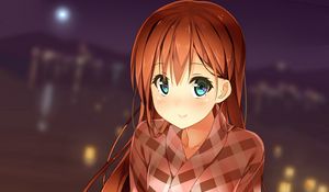 Preview wallpaper girl, kimono, smile, lanterns, anime