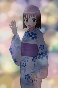 Preview wallpaper girl, kimono, smile, gesture, anime