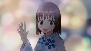 Preview wallpaper girl, kimono, smile, gesture, anime