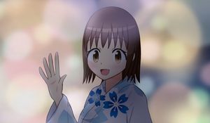 Preview wallpaper girl, kimono, smile, gesture, anime