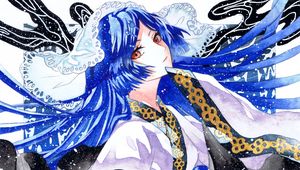 Preview wallpaper girl, kimono, snow, watercolor, anime