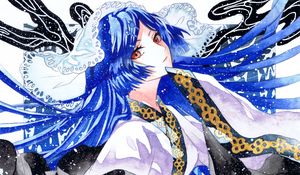 Preview wallpaper girl, kimono, snow, watercolor, anime