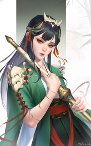 Preview wallpaper girl, kimono, staff, anime, art