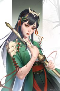 Preview wallpaper girl, kimono, staff, anime, art