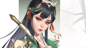 Preview wallpaper girl, kimono, staff, anime, art