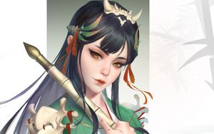 Preview wallpaper girl, kimono, staff, anime, art