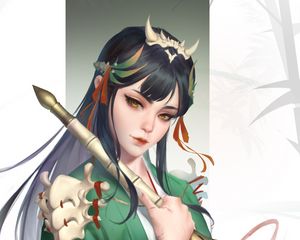 Preview wallpaper girl, kimono, staff, anime, art