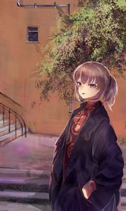 Preview wallpaper girl, kimono, stairs, anime, art