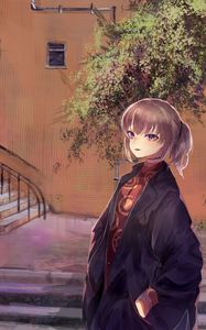 Preview wallpaper girl, kimono, stairs, anime, art