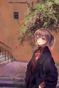 Preview wallpaper girl, kimono, stairs, anime, art