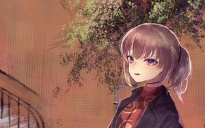 Preview wallpaper girl, kimono, stairs, anime, art