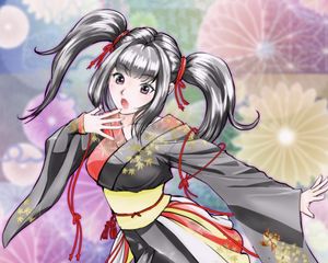 Preview wallpaper girl, kimono, surprise, anime