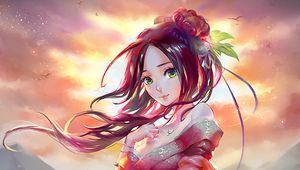 Preview wallpaper girl, kimono, sword, anime, art