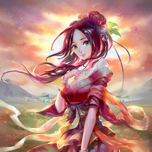 Preview wallpaper girl, kimono, sword, anime, art