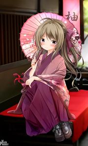 Preview wallpaper girl, kimono, umbrella, anime, art