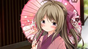 Preview wallpaper girl, kimono, umbrella, anime, art