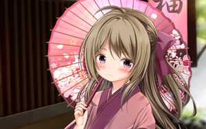 Preview wallpaper girl, kimono, umbrella, anime, art