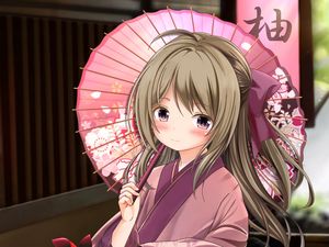 Preview wallpaper girl, kimono, umbrella, anime, art