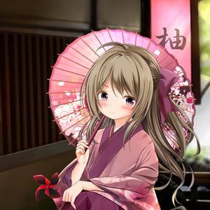 Preview wallpaper girl, kimono, umbrella, anime, art