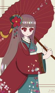 Preview wallpaper girl, kimono, umbrella, anime, japan