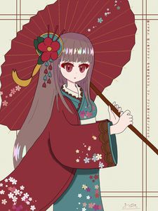 Preview wallpaper girl, kimono, umbrella, anime, japan