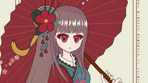 Preview wallpaper girl, kimono, umbrella, anime, japan