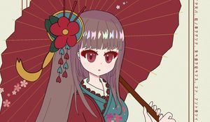 Preview wallpaper girl, kimono, umbrella, anime, japan