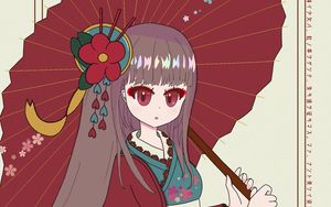 Preview wallpaper girl, kimono, umbrella, anime, japan