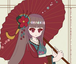 Preview wallpaper girl, kimono, umbrella, anime, japan