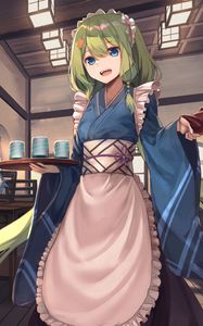 Preview wallpaper girl, kimono, waiter, anime