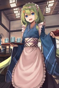 Preview wallpaper girl, kimono, waiter, anime