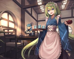 Preview wallpaper girl, kimono, waiter, anime