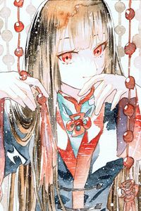 Preview wallpaper girl, kimono, watercolor, anime, art