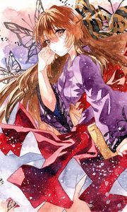 Preview wallpaper girl, kimono, watercolor, anime