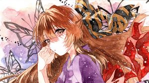 Preview wallpaper girl, kimono, watercolor, anime