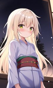 Preview wallpaper girl, kimono, window, anime