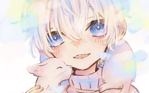 Preview wallpaper girl, kitten, cute, anime, art