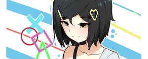 Preview wallpaper girl, kitten, shapes, anime, art