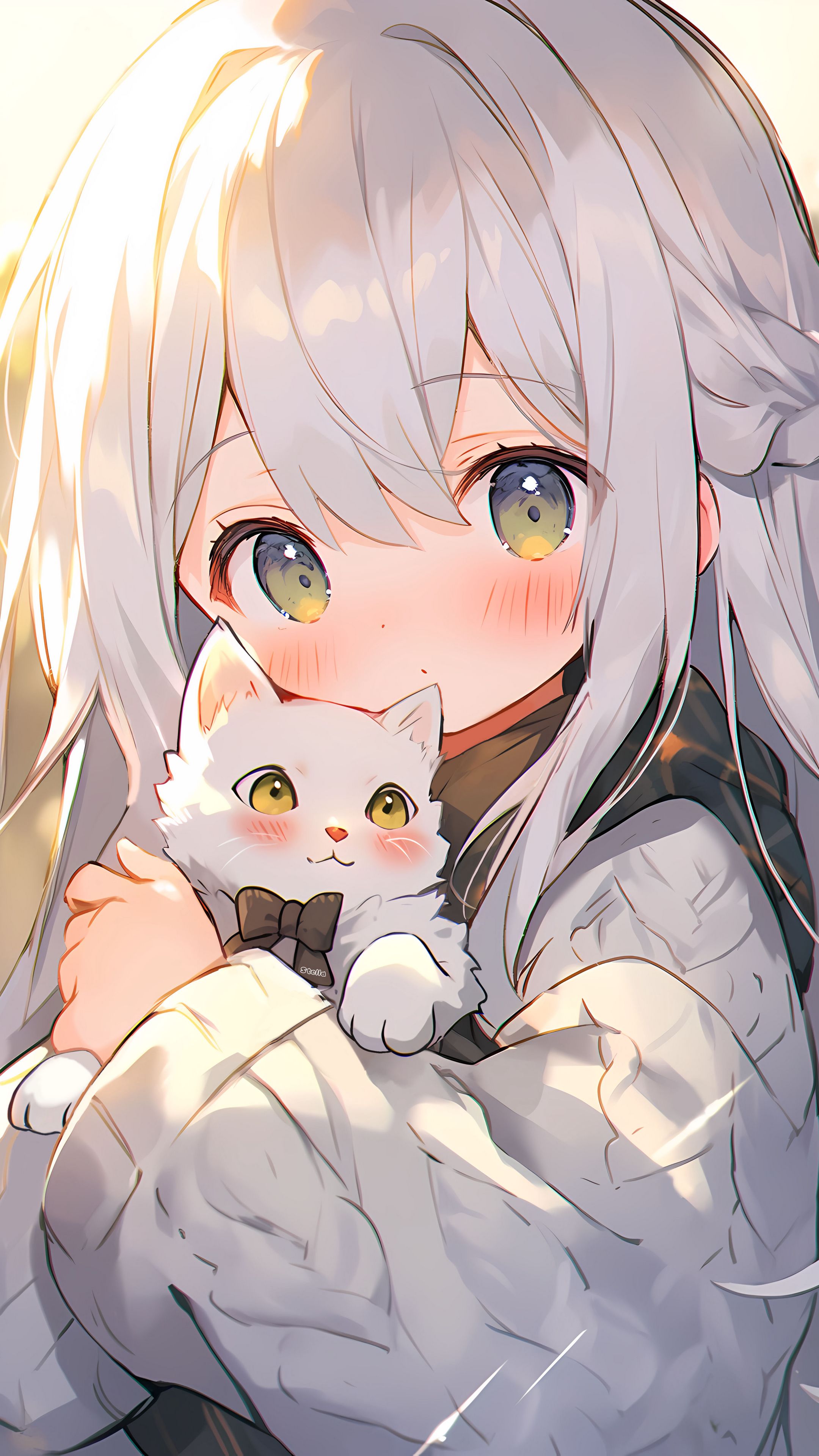 Download wallpaper 2160x3840 girl, kitty, bow, cute, anime samsung ...