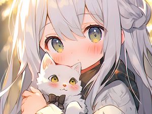 Preview wallpaper girl, kitty, bow, cute, anime