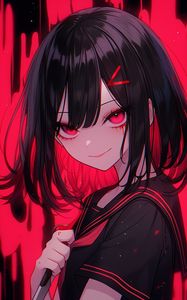 Preview wallpaper girl, knife, glance, anime, red