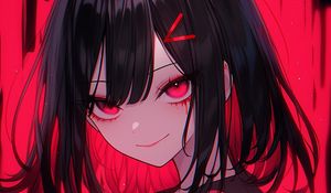 Preview wallpaper girl, knife, glance, anime, red