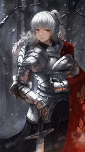 Preview wallpaper girl, knight, warrior, armor, sword, anime