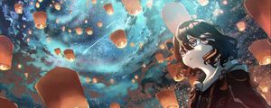 Preview wallpaper girl, lanterns, anime