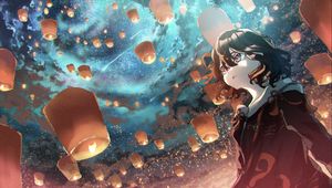 Preview wallpaper girl, lanterns, anime