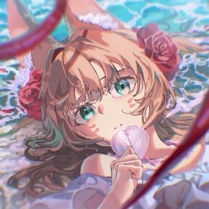Preview wallpaper girl, leaf, anime