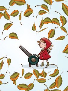 Preview wallpaper girl, leaves, autumn, vector