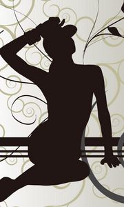 Preview wallpaper girl, leaves, pattern, silhouette